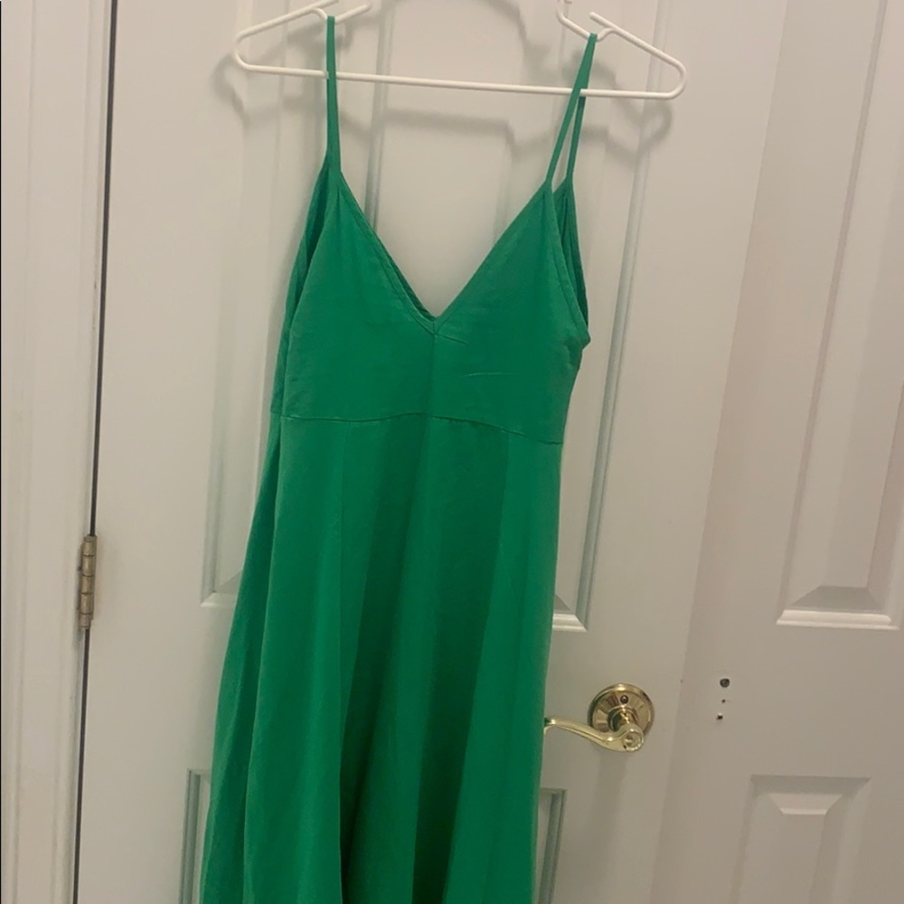 Green spaghetti strap midi dress from Zara